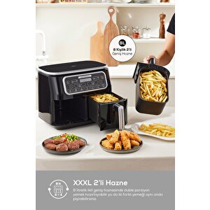 Karaca Air pro Cook Duo Tandır Xxxl 4+4 Litre Aırfryer Space Gray Black