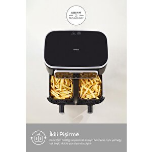 Karaca Air pro Cook Duo Tandır Xxxl 4+4 Litre Aırfryer Space Gray Black