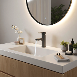 Polyfit Antrasit Gri Mix Lavabo Bataryası F1 model 19 cm