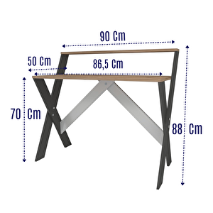 İqas X Ayaklı Ders Çalışma Masası Bilgisayar Masası Çam - Antrasit