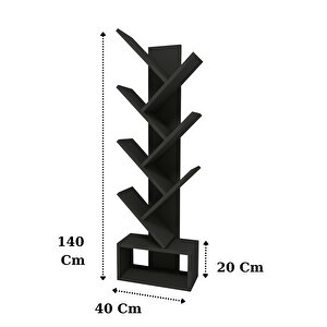 Carina 8 Raflı Zikzak Kitaplık Antrasit