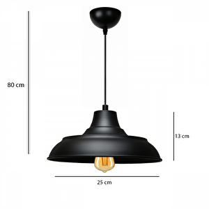 Useful Siyah Metal Retro Tarz Sarkıt Mutfak Avize Ofis Aydınlatma Depo Sarkıt