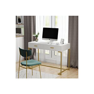 Vivian Gold Metal Beyaz Çalışma Masası