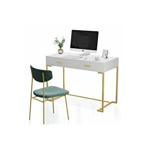 Vivian Gold Metal Beyaz Çalışma Masası