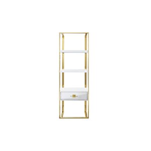 Rihanna Gold Metal Beyaz Çalışma Masası Ve 2 Adet Kitaplık