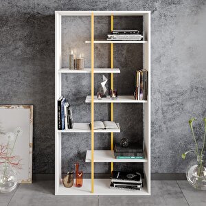 Decoroti̇ka Presto Ki̇taplik Gold Beyaz