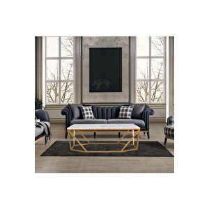 Lavina Gold Metal Mermer Desenli Orta Sehpa