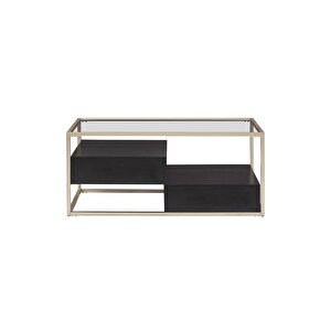 Faye Gold Metal Ahşap&cam Orta Sehpa