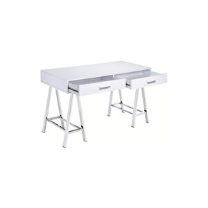 Olivia Paslanmaz Metal Beyaz Çalışma Masası