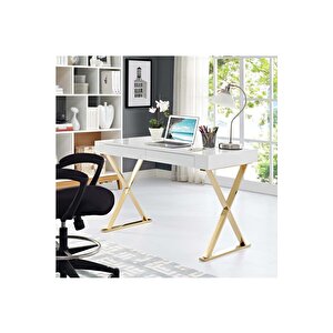 Elita Gold Metal Beyaz Çalışma Masası