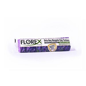 Florex 40 Litre Büzgülü Lavanta Kokulu Çöp Torbası Poşeti / 55 X 60 Cm. - 10 Adetlik 10 Rulo