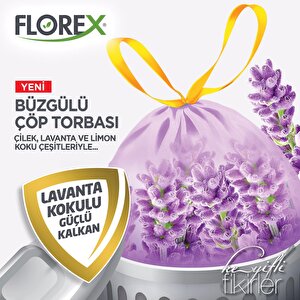 Florex 40 Litre Büzgülü Lavanta Kokulu Çöp Torbası Poşeti / 55 X 60 Cm. - 10 Adetlik 10 Rulo