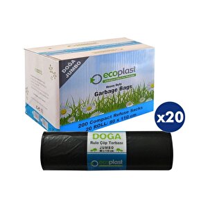 Ecoplast Battal Boy Çöp Torbası Poşeti - 400 Gr. - 90 Litre - 80 X 110 Cm / 10 Adetlik 5 Rulo