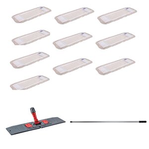 Tablet Palet Nemli Yedek Mop Takımı Seti - 10 Ad 80 Cm. Nemli Mop + Katlanır Aparat + Metal Sap