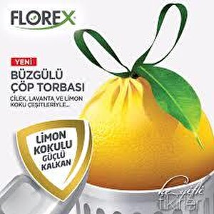 Florex 60 Litre Büzgülü Limon Kokulu Sarı Çöp Torbası Poşeti / 65 X 70 Cm. - 10x25 Rulo / Koli