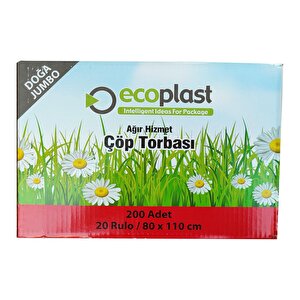 Ecoplast Battal Boy Çöp Torbası Poşeti - 500 Gr. - 90 Litre - 80 X 110 Cm / 10 Adetlik 10 Rulo