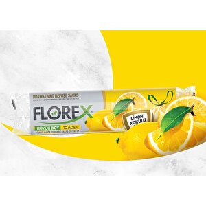 Florex 40 Litre Büzgülü Limon Kokulu Sarı Çöp Torbası Poşeti / 55 X 60 Cm. - 10x25 Rulo / Koli
