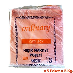 Ordinary Turuncu Market Poşeti Torbası - Hışır Atlet Poşet - Orta Boy - 26 X 50 Cm. - 5 Kg.