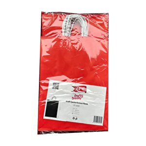 Büküm Saplı Kraft Kağıt Çanta Karton Hediyelik Poşet Torba - Kırmızı - 31x41 Cm. - 25 Adetlik 4paket
