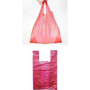 Arma Kırmızı Market Poşeti Torbası - Hışır Atlet Poşet - Küçük Boy - 24.5 X 40 Cm. - 5 Kg.