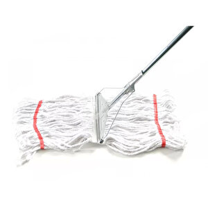 Geniş Yedek Islak Mop Paspas Ucu Başlığı Püskül - Pamuklu - 320 Gram. - 25 Cm. - Beyaz - 5 Adet