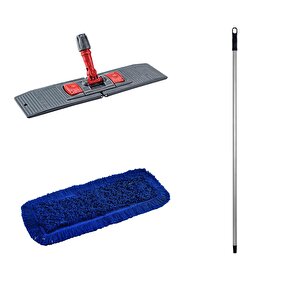 Orlon Mavi Statik Toz Mop Takımı Seti - 60 Cm. - 3 Adet Mop + Mop Tutucu + Sap - 1 Takım