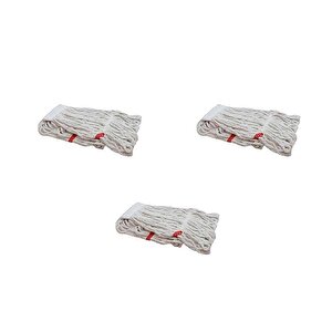 Cod-ex Dar Yedek Islak Mop Püskül Paspas Başlığı - Pamuklu - Beyaz - 17 Cm. - 450 Gr. - 3 Adet