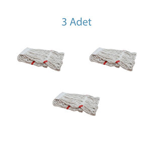 Cod-ex Dar Yedek Islak Mop Püskül Paspas Başlığı - Pamuklu - Beyaz - 17 Cm. - 450 Gr. - 3 Adet