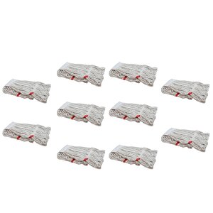 Geniş Yedek Islak Mop Paspas Ucu Başlığı Püskül - Pamuklu - 320 Gram. - 25 Cm. - Beyaz - 10 Adet