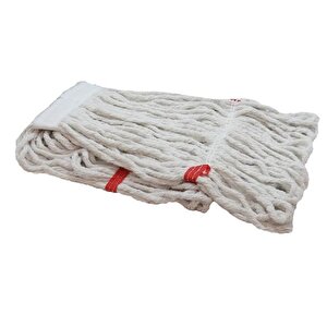 Geniş Yedek Islak Mop Paspas Ucu Başlığı Püskül - Pamuklu - 320 Gram. - 25 Cm. - Beyaz - 10 Adet