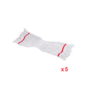 Dar Yedek Islak Mop Paspas Ucu Başlığı Püskül -17 Cm. -pamuklu -350 Gram. -beyaz - 5 Adet