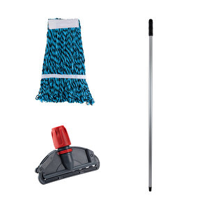 Cod-ex Çift Kovalı Temizlik Arabası Seti Yedek Mop Takımı - 3 Adet 17 Cm. Dar Mop + Mop Tutucu + Sap