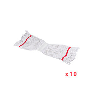 Dar Yedek Islak Mop Paspas Ucu Başlığı Püskül -17 Cm. - Pamuklu - Beyaz - 350 Gram. - 10 Adet