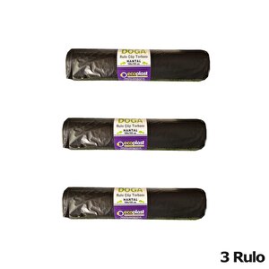 Ecoplast 240 Litre Siyah Hantal Konteyner Çöp Torbası - 100 X 150 Cm. - 600 Gr. - 10 Adetlik 3 Rulo