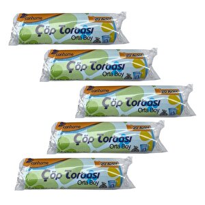 Canhome Mavi Orta Boy 55x60 Cm. 30 Litre Çöp Torbası Poşeti - 20 Adetlik 5 Rulo