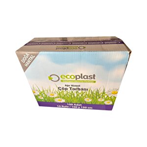 Ecoplast 240 Litre Siyah Hantal Konteyner Çöp Torbası - 100 X 150 Cm. - 600 Gr. - 10 Adetlik 20 Rulo