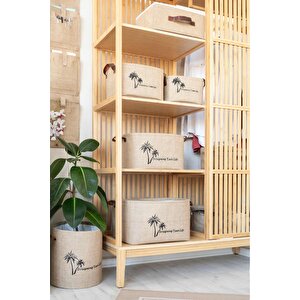 Jüt Dolap İçi Çamaşır Çocuk Odası Oyuncak Düzenleyici Katlanır Saklama Sepeti Organizer 34x24x21