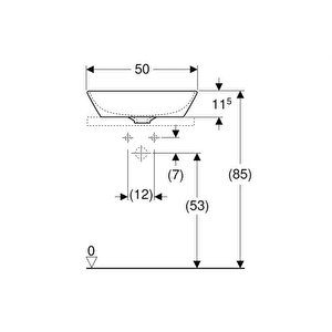 Geberit One Çanak Lavabo Dikey Çıkışlı 50x42,5 Batarya Delikli