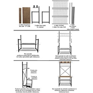 Geniş Metal Portmanto, Elbise Askılığı, Vestiyer, Ayakkabılık 1301