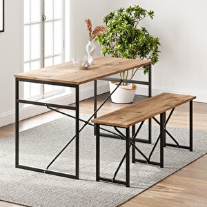 Masa Takımı Bench Bank Masa Seti 120x60  Masa Mutfak Masası Yemek Masası 1228