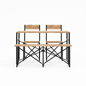 Mutfak Masası Bench Bank 120x60 Masa Set 2 Adet Sandalye Yemek Masası Çam 1225