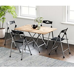 60x90 Atlantik Çam Katlanır Masa Ve 4 Adet Sandalye Seti 1126