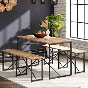 Masa Takımı Bench Bank Masa Seti 120x60  Masa Mutfak Masası Yemek Masası 1224