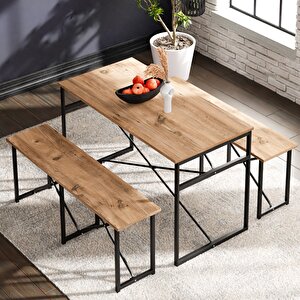 Masa Takımı Bench Bank Masa Seti 120x60  Masa Mutfak Masası Yemek Masası 1224