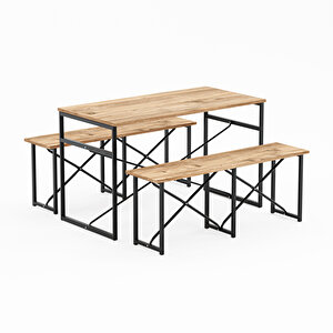 Masa Takımı Bench Bank Masa Seti 120x60  Masa Mutfak Masası Yemek Masası 1224