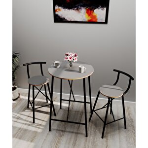 Bar Masası Mutfak Oval 2 Kişilik Yemek Masası Füme 1243