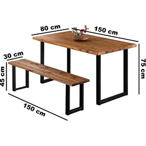 Salon Masası 4 Kişilik Mutfak Yemek Masa Sandalye Takımı Ahşap 1067