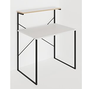 Raflı Çalışma Masası 60x90 Ofis Masası Ders Masası Çok Amaçlı Çalışma Masası Beyaz 1309