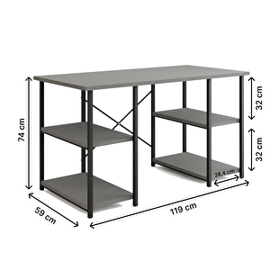 4 Raflı Çalışma Masası Çam 60x120