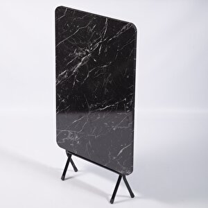 50x80 Siyah Mermer Desenli Katlanır Masa Kırma Mutfak Masası 1121